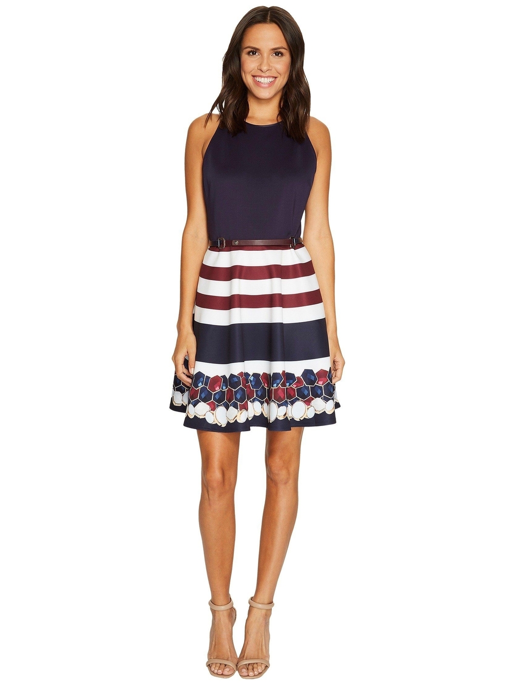 Ted Baker London Annalie Rowing Stripe Skater Dress in Navy 0125